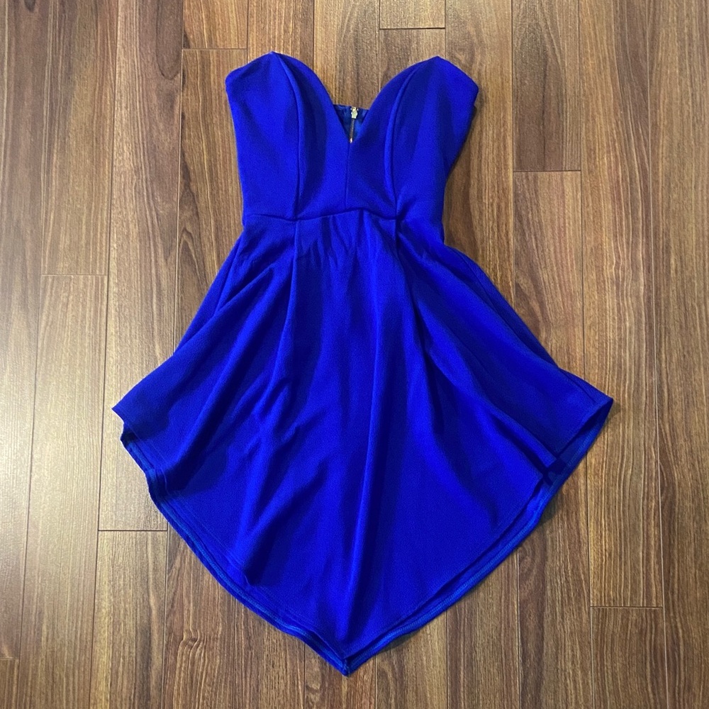 Elegant Strapless Blue Dress